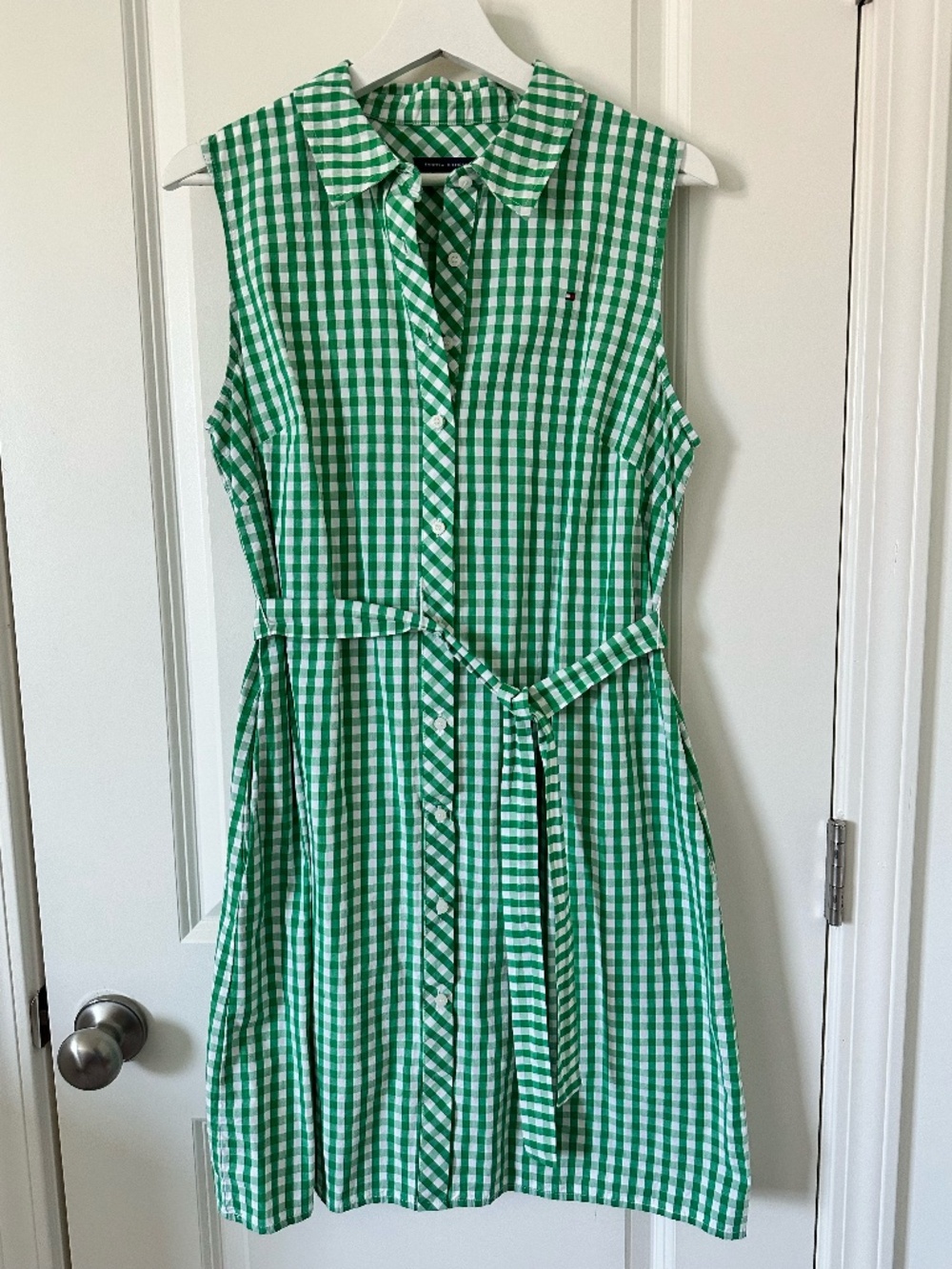 Green Gingham Shirt Dress